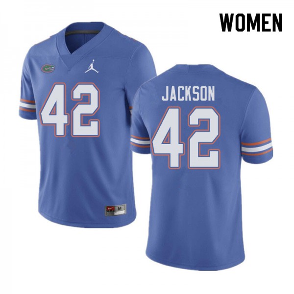 Jordan Brand Women #42 Jaylin Jackson Florida Gators College Football Jerseys Blue